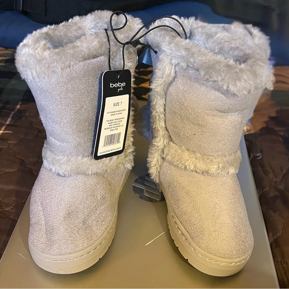 NWT Bebe Toddler Boots Rhinestones Ribbons Poms Sz 7